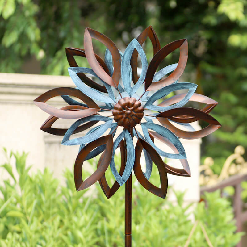 Cyan Oasis-Wind Spinner-Retro Water Lily Wind Spinner