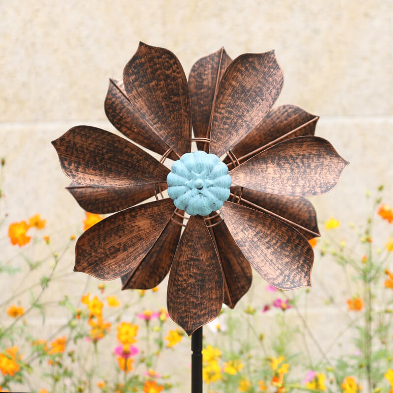 Cyan Oasis-Wind Spinner-Retro Bronze Leaf Wind Spinner