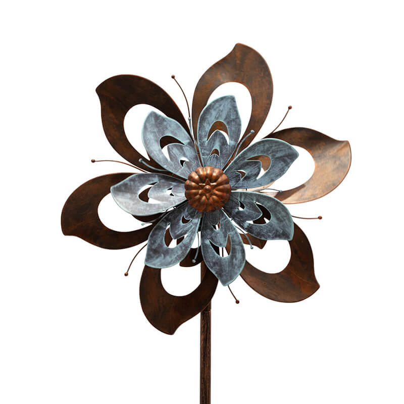 Cyan Oasis-家居与园艺-Bronze and Blue Bauhinia With Tail Wind Spinner