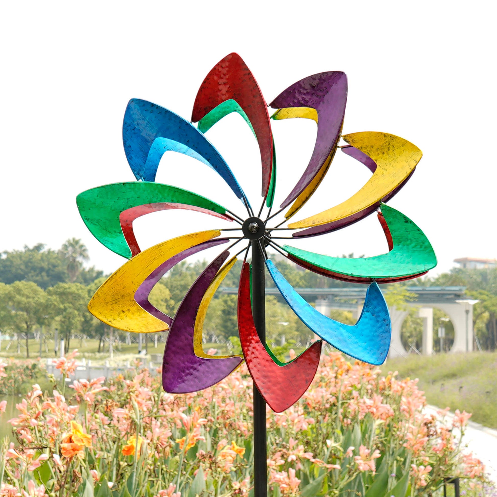 Cyan Oasis-Wind Spinner-Colorful Whirligig Outdoor Wind Spinner