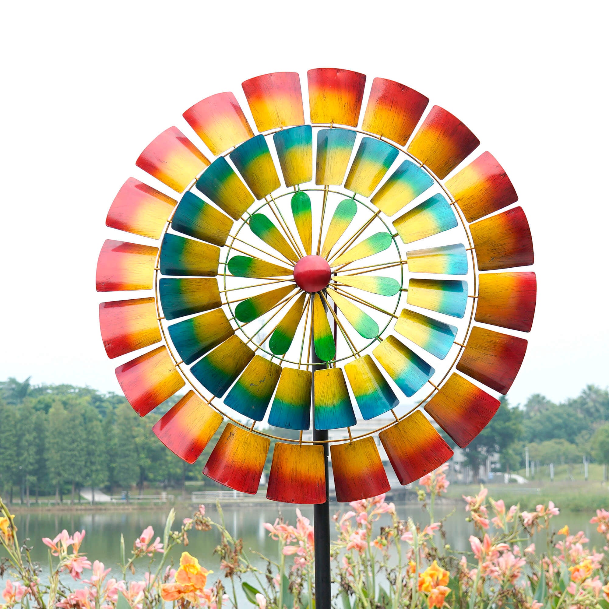 Cyan Oasis-Wind Spinner-Christmas Trapezoid Blades Colorful Wind Spinner